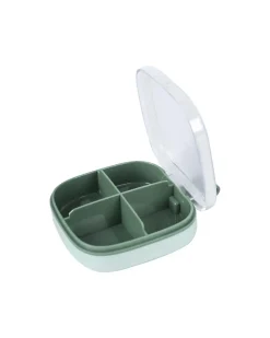 Medicine Box with 4 Sections, Olive Green, Plastic