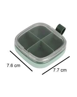 Medicine Box with 4 Sections, Olive Green, Plastic