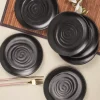 Melamine Black Round Quarter Plate (Set of 6)