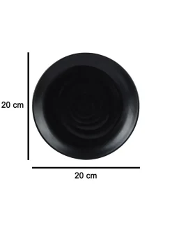 Melamine Black Round Quarter Plate (Set of 6)