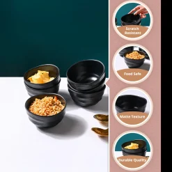 Melamine Black Round Soup Bowl (Set of 6)