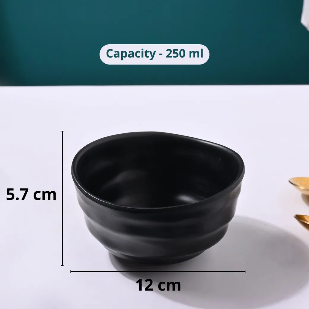 Melamine Black Round Soup Bowl (Set of 6)