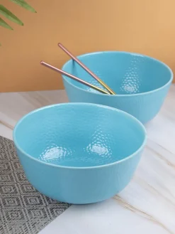 Melamine Turquoise Round Serving Bowl (Set of 2)