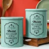 Metal Biscuite & Namkeen Jar Set - Green & Each 1700 Ml
