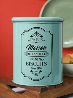 Metal Biscuite Jar - Green, 1700 Ml