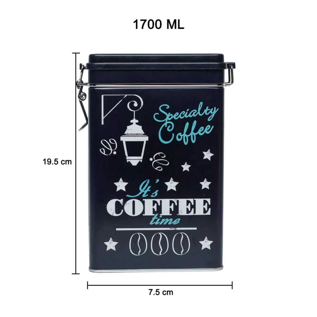 Metal Coffee Jar - Black, 1700Ml