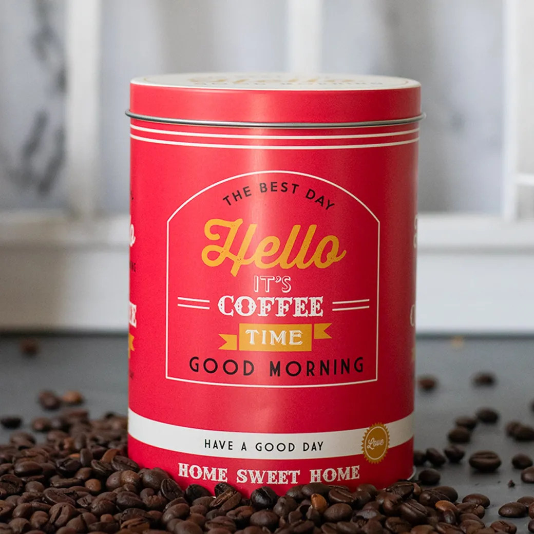 Metal Coffee Jar - Red, 1000Ml