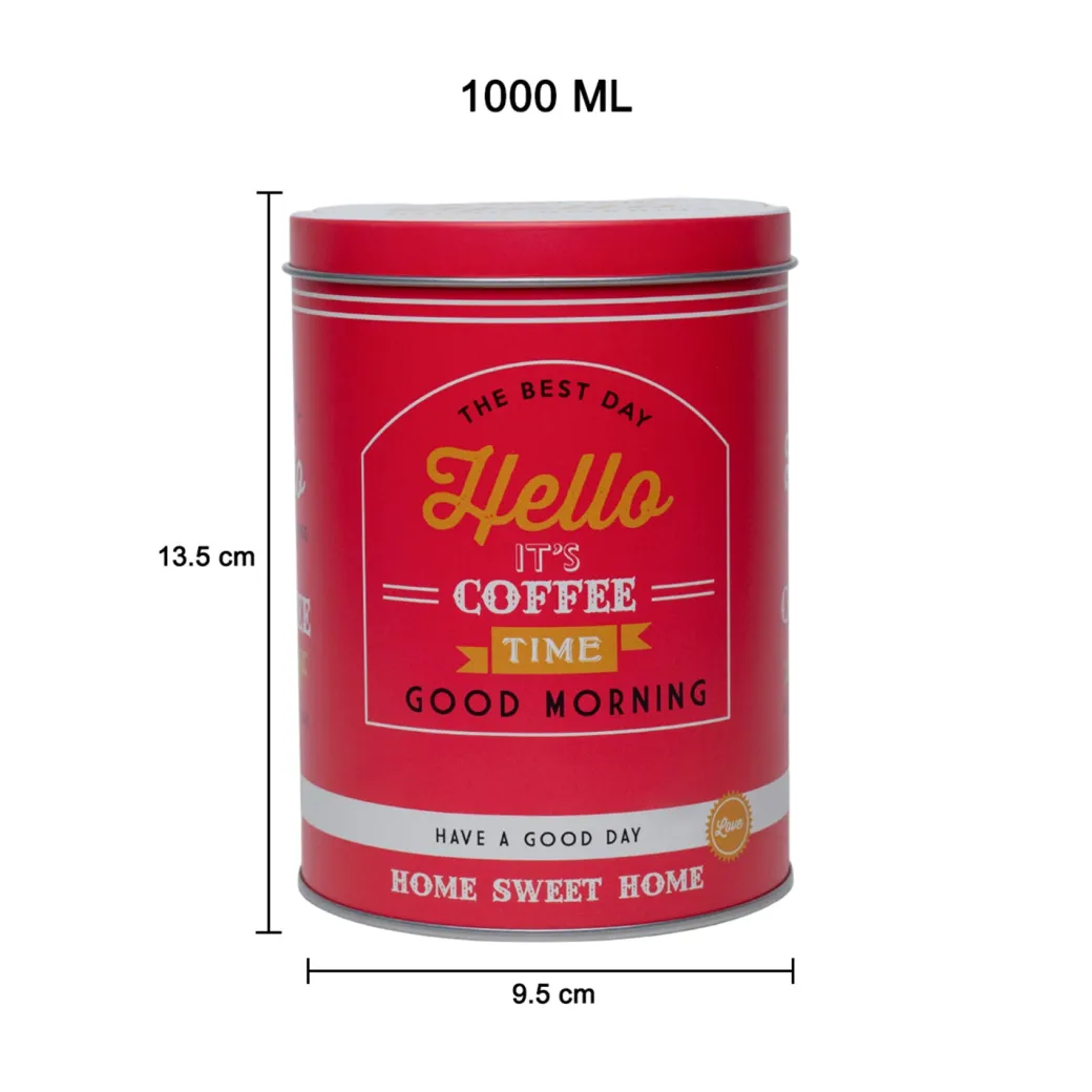 Metal Coffee Jar - Red, 1000Ml