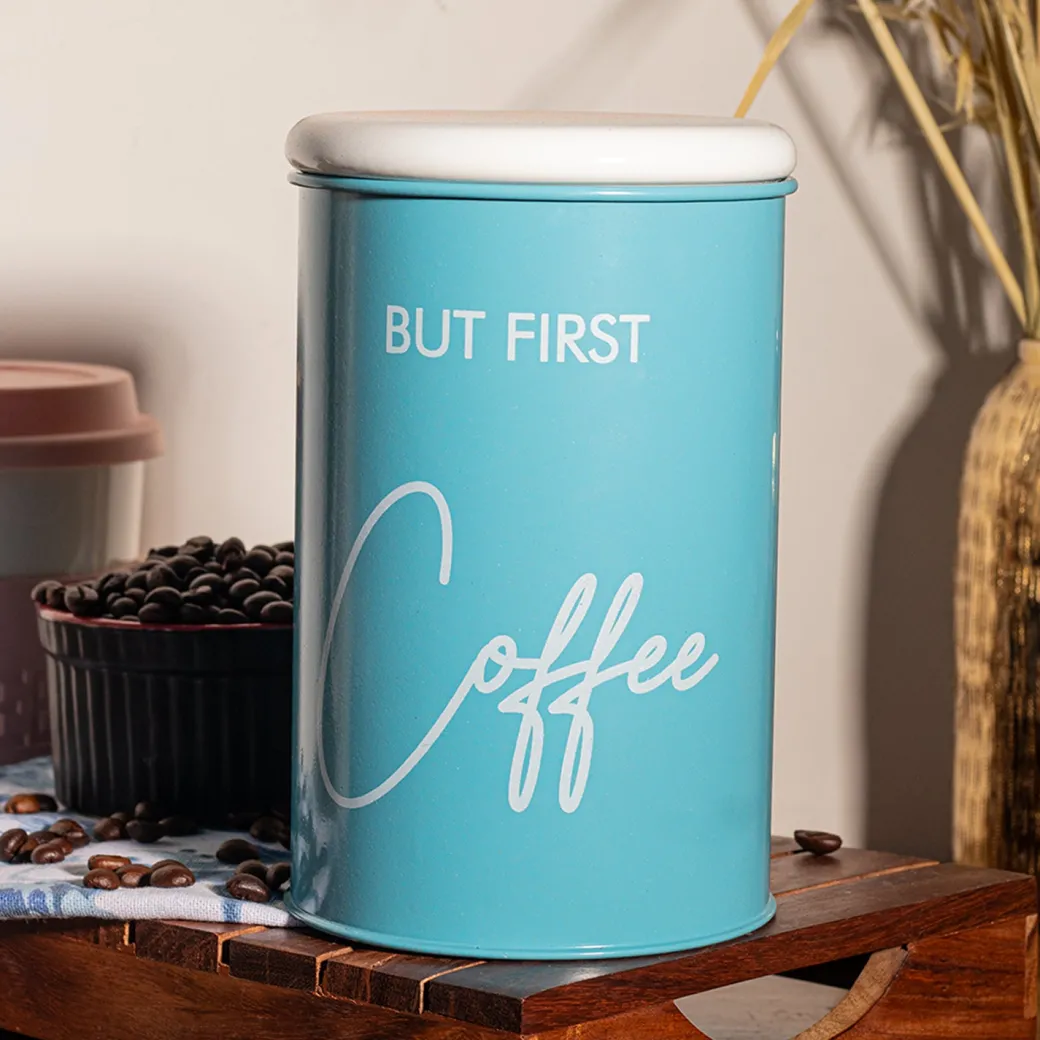 Metal Coffee Jar - Sky Blue, 900 Ml
