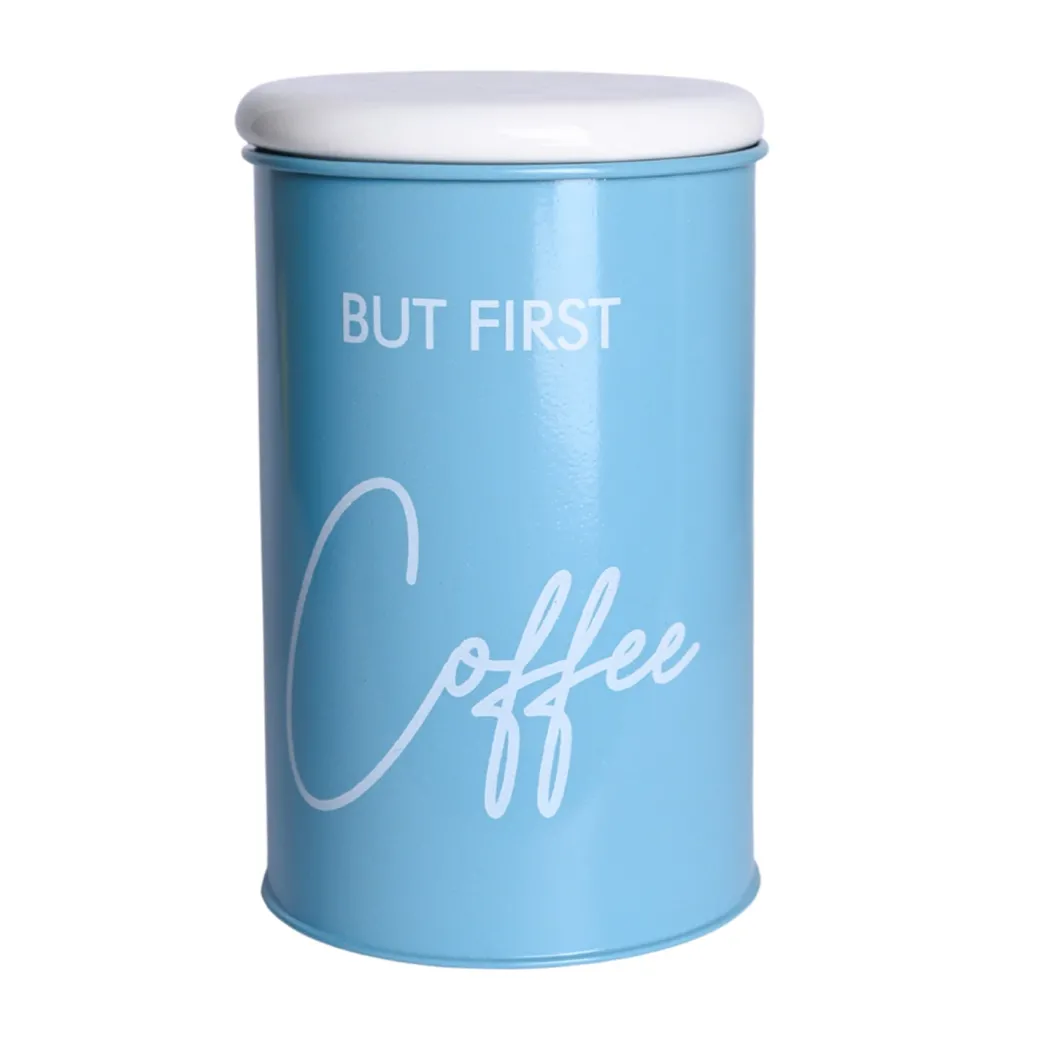 Metal Coffee Jar - Sky Blue, 900 Ml
