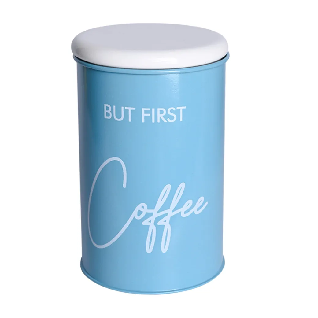 Metal Coffee Jar - Sky Blue, 900 Ml