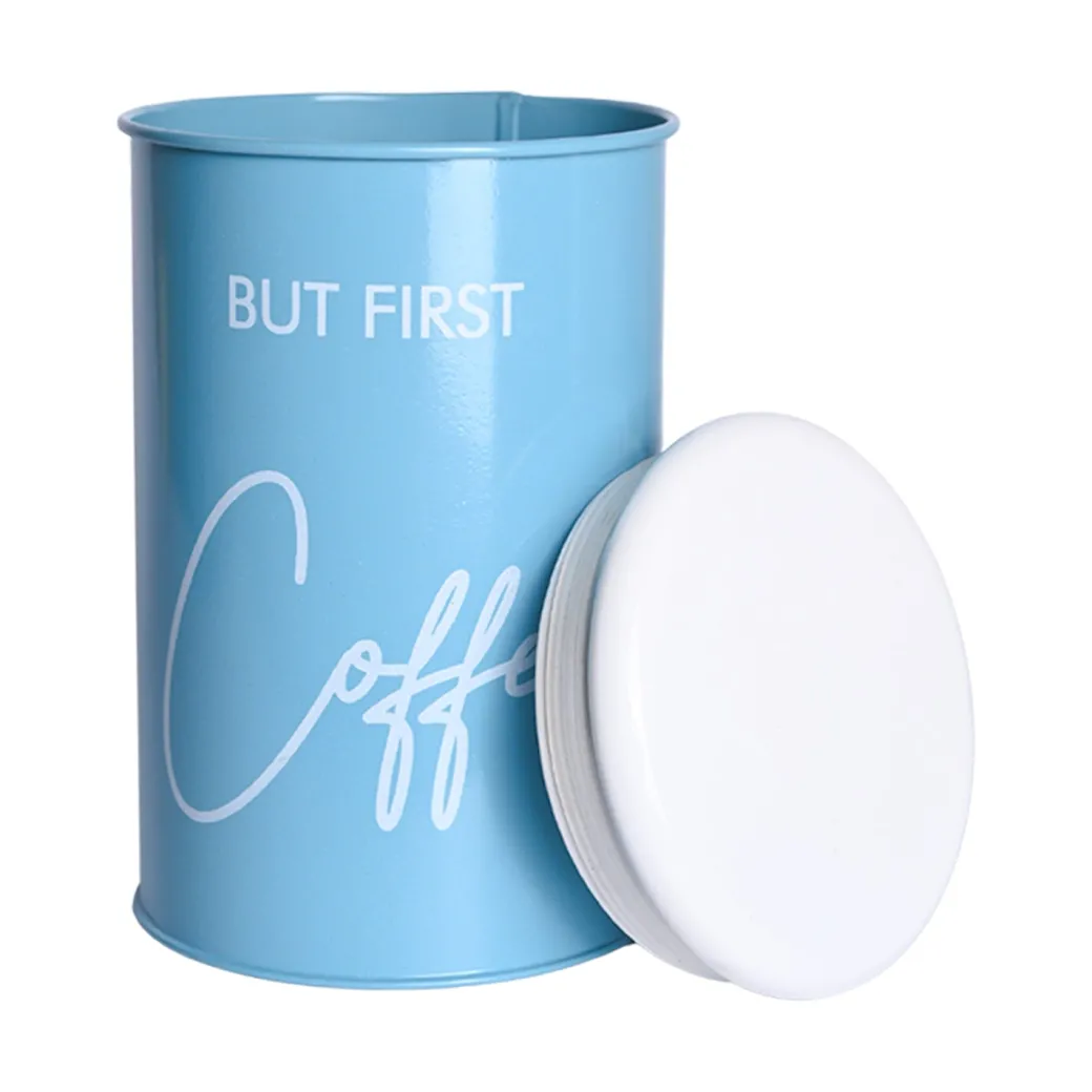 Metal Coffee Jar - Sky Blue, 900 Ml