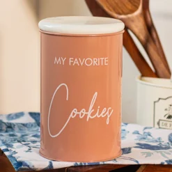 Metal Cookies Jar - Brown, 900 Ml