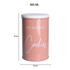 Metal Cookies Jar - Brown, 900 Ml
