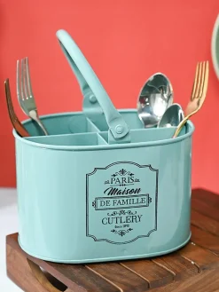 Metal Cutlery Holder - Green