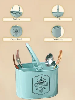 Metal Cutlery Holder - Green