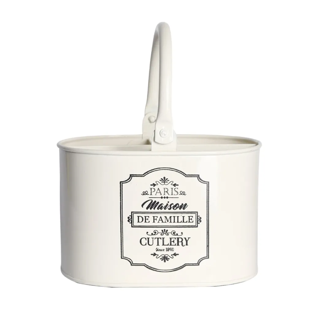 Metal Cutlery Holder - ivory
