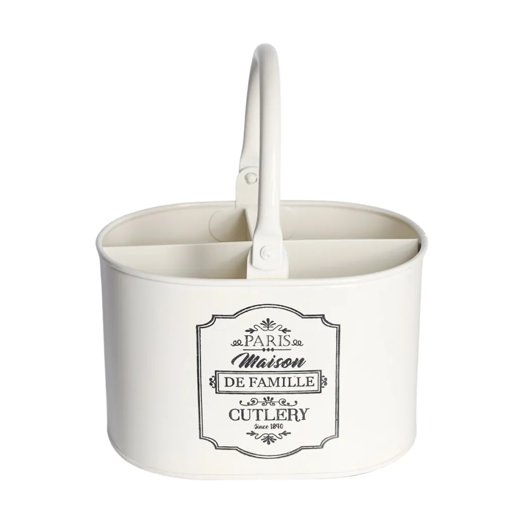Metal Cutlery Holder - ivory