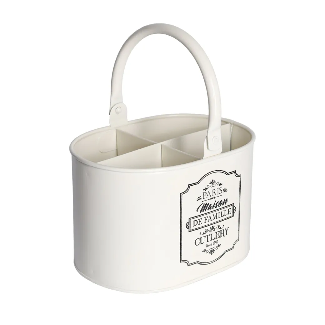Metal Cutlery Holder - ivory