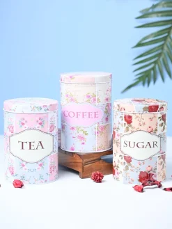 Metal Jar Set Of 3 - Multi Color, 900Ml