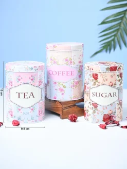 Metal Jar Set Of 3 - Multi Color, 900Ml