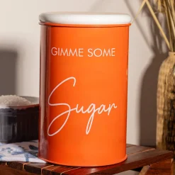 Metal Orange Storage Sugar Jar - 900Ml