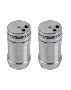 Metal Salt & Pepper Shakers, Silver, Stainless Steel, Set of 2
