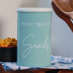 Metal Snacks Storage Jar - Light Green, 900 Ml