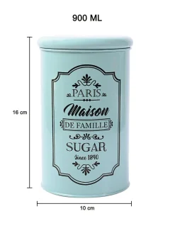 Metal Sugar Jar - Green, 900 Ml