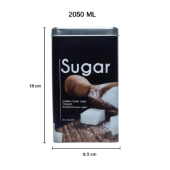 Metal Sugar Storage Jar - Black, 2050Ml