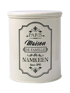 Metal Tea & Sugar Jar (Each 900 Ml) + Cookie & Namkeen Jar (Each 1700 Ml) - Ivory, Set Of 4