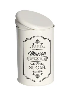 Metal Tea & Sugar Jar (Each 900 Ml) + Cookie & Namkeen Jar (Each 1700 Ml) - Ivory, Set Of 4