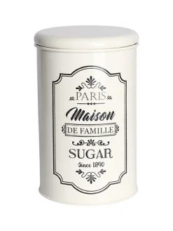 Metal Tea & Sugar Jar (Each 900 Ml) + Cookie & Namkeen Jar (Each 1700 Ml) - Ivory, Set Of 4
