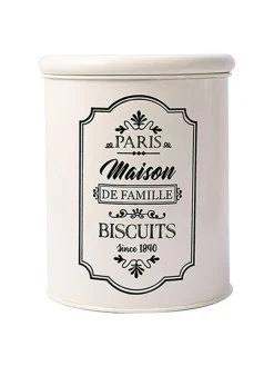 Metal Tea & Sugar Jar (Each 900 Ml) + Cookie & Namkeen Jar (Each 1700 Ml) - Ivory, Set Of 4