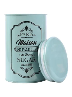 Metal Tea & Sugar Jar Set - Green & Each 900 Ml