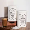 Metal Tea & Sugar Jar Set - Each Ivory & 900 Ml