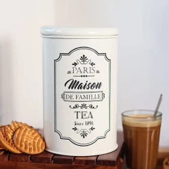 Metal Tea Jar - Ivory & 900 Ml