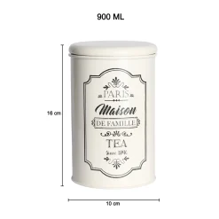 Metal Tea Jar - Ivory & 900 Ml
