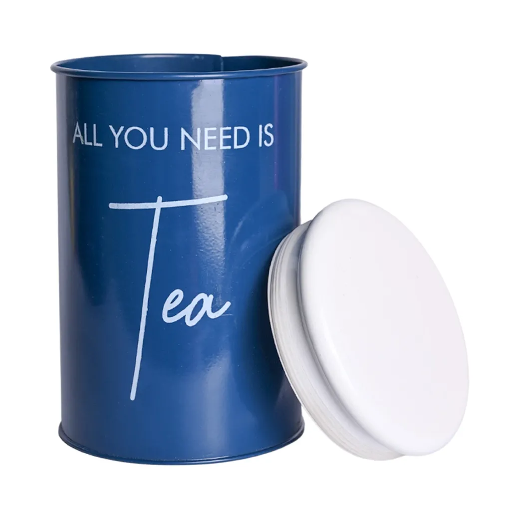 Metal Tea Storage Jar - Blue, 900 Ml (Chai Patti Conatiner)