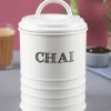 Mild Steel White Cylindrical Chai Jar (800 ML)
