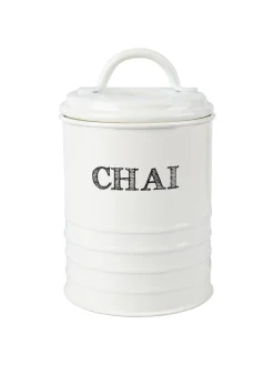 Mild Steel White Cylindrical Chai Jar (800 ML)