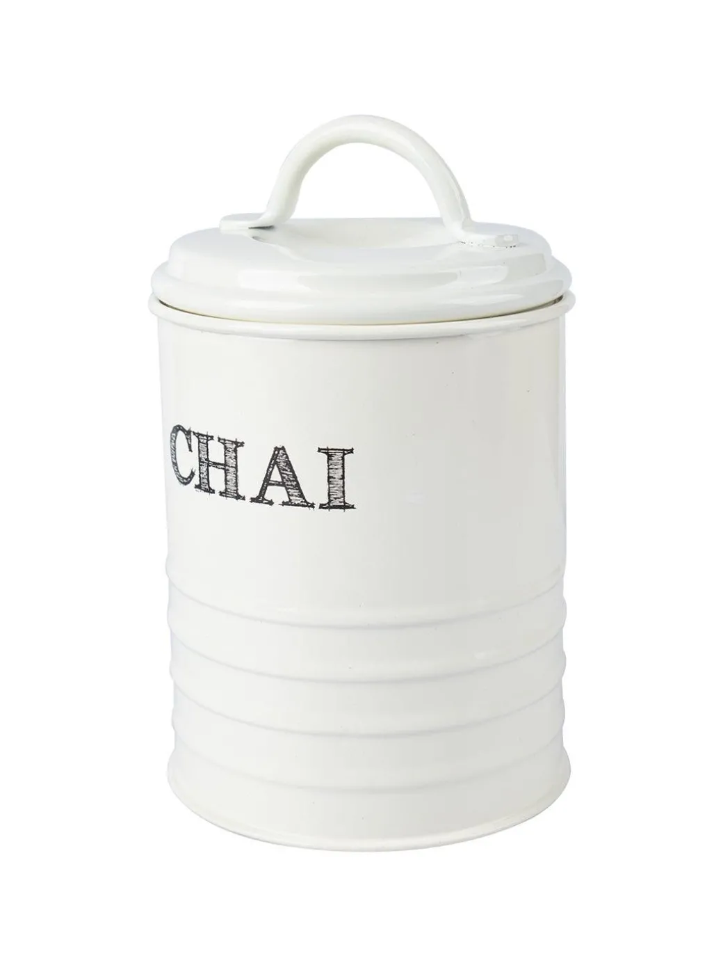 Mild Steel White Cylindrical Chai Jar (800 ML)
