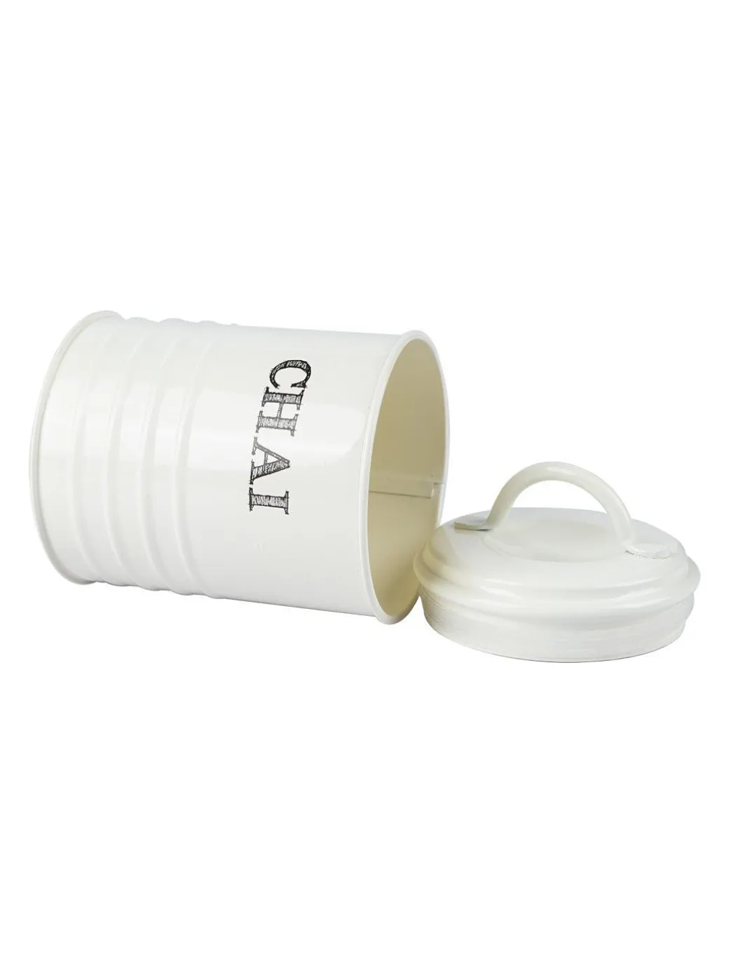 Mild Steel White Cylindrical Chai Jar (800 ML)