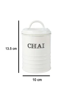 Mild Steel White Cylindrical Chai Jar (800 ML)