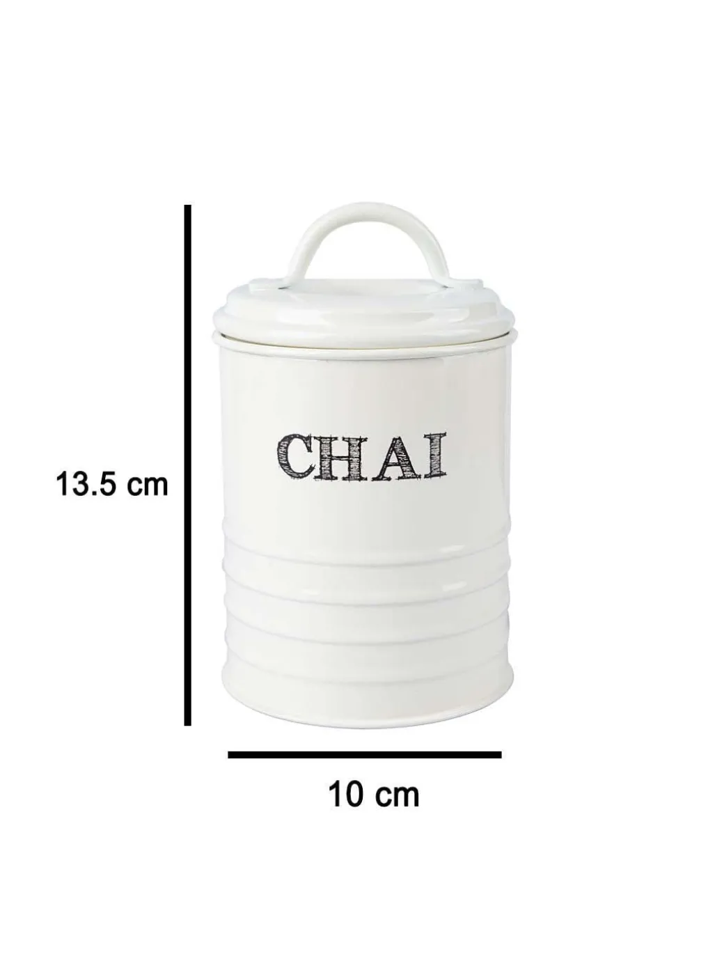 Mild Steel White Cylindrical Chai Jar (800 ML)