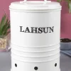Mild Steel White Cylindrical Lahsun Jar