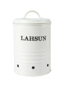 Mild Steel White Cylindrical Lahsun Jar
