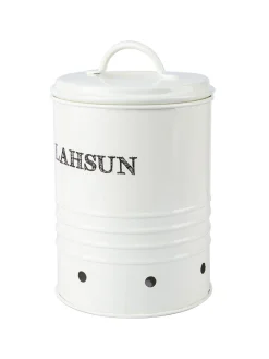 Mild Steel White Cylindrical Lahsun Jar