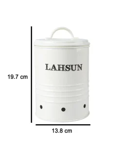Mild Steel White Cylindrical Lahsun Jar