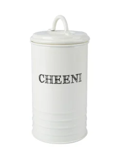 Mild Steel White Cylindrical Cheeni Jar (1200ML)